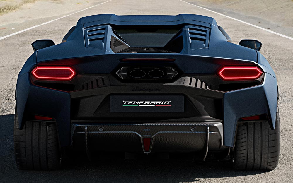 Frontale Posteriore di Lamborghini Temerario 2024 Blu Frontale Posteriore di Lamborghini Temerario 2024 Blu